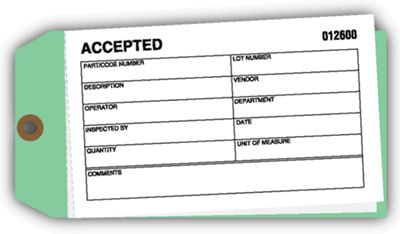 Accepted Material Control Tag | Deluxe.com