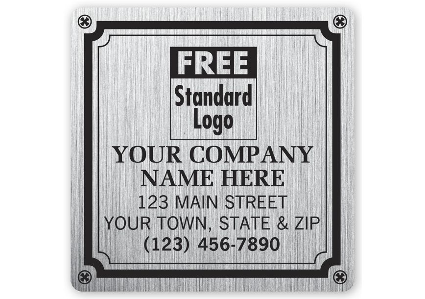 Product image for Weatherproof Plate Label, Brushed Silver Poly, 3 X 3" - Item# 1520