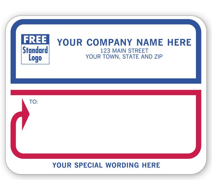 Business Labels - Padded White with Blue/Red Border Jumbo Mailing ...