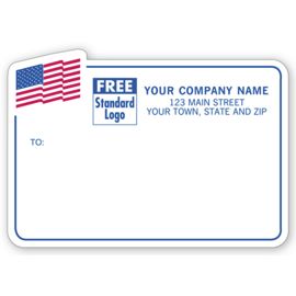 1677-American Flag Mailing Labels, Padded, Blue Border1677