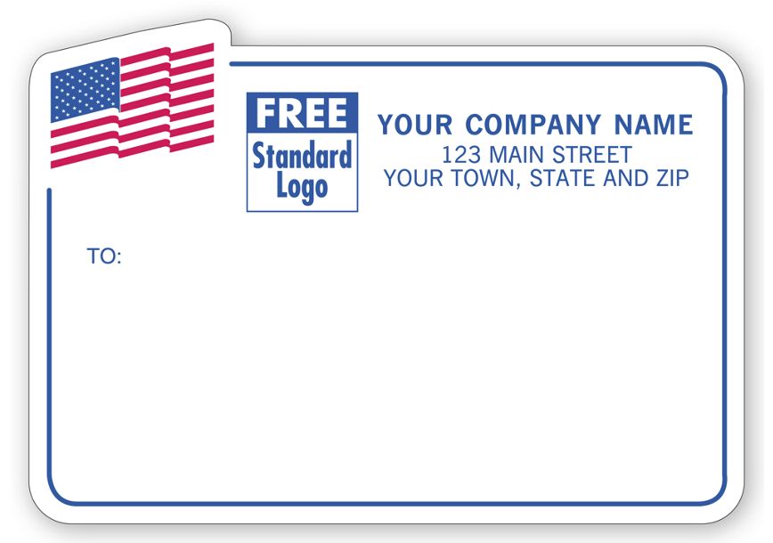 Product image for American Flag Mailing Labels, Padded, Blue Border - Item# 1677