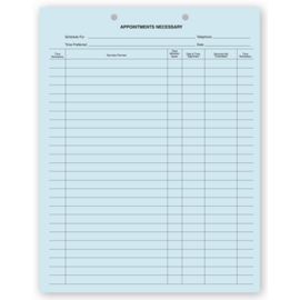 20078-Dental Appointments Necessary Forms, 2 Hole Punch, Blue Bond20078