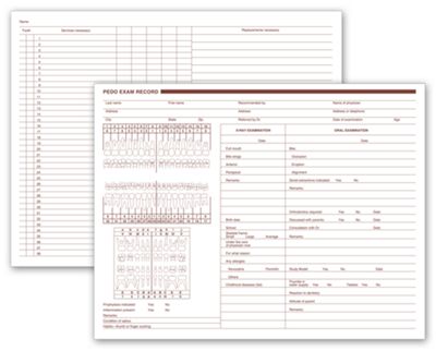 business forms two sided pediatric dental exam record 20092 by