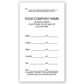 One - Sided Appointment Business Cards, Imprinted