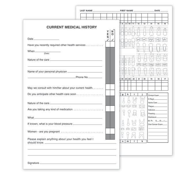 Dental Recall Exam Record 21010 Deluxe