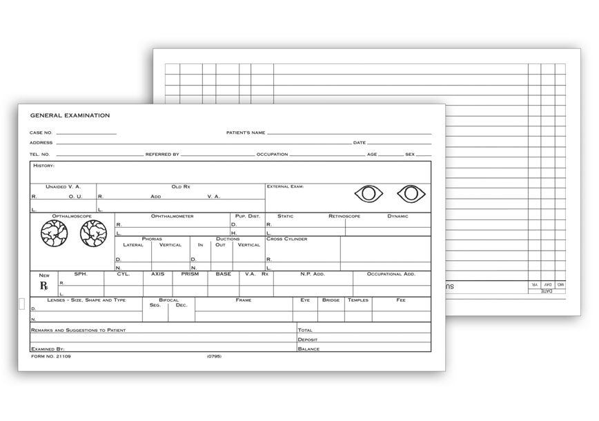 Product image for Optometry Record Card, Two-Sided, 5" x 8" - Item# 21109