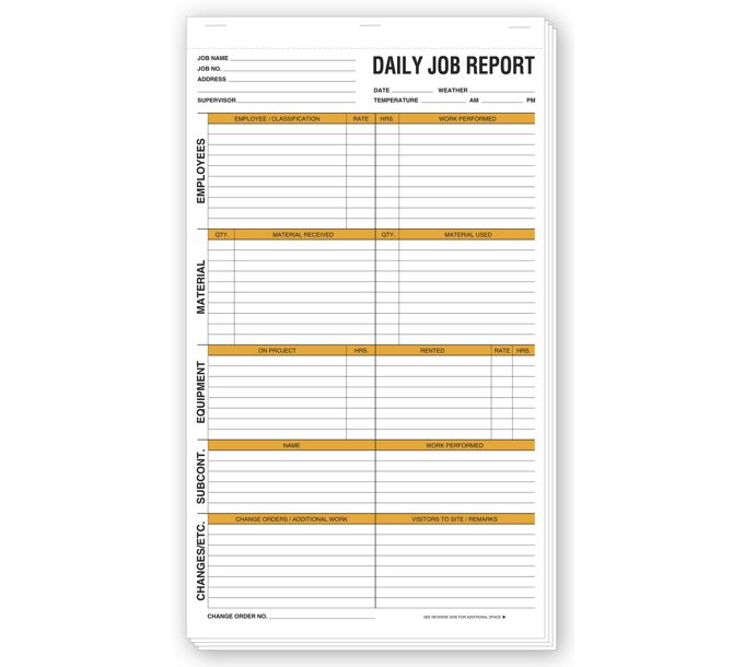 Daily Job Report Forms, 212 | Deluxe.com