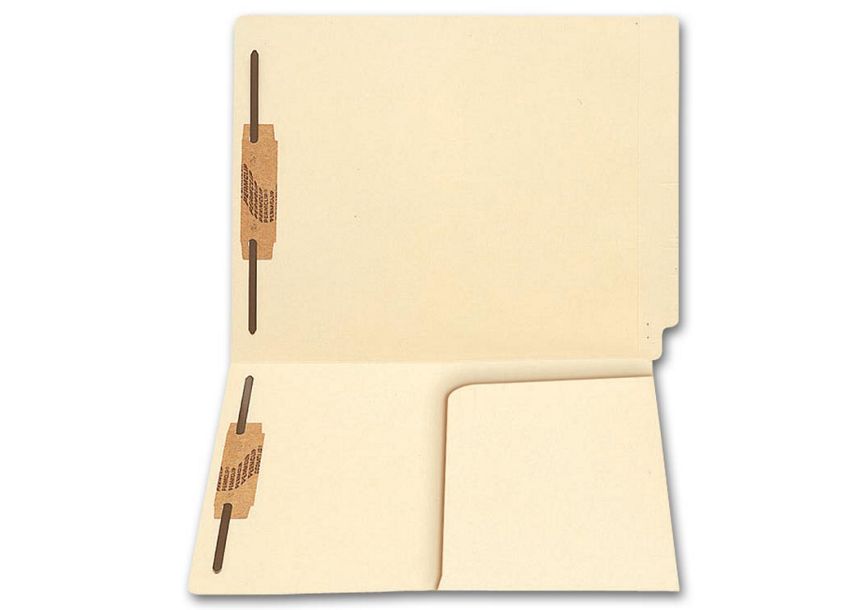 Product image for End Tab Half Pocket Manila Folder, 11 pt, Two Fastener - Item# 21752