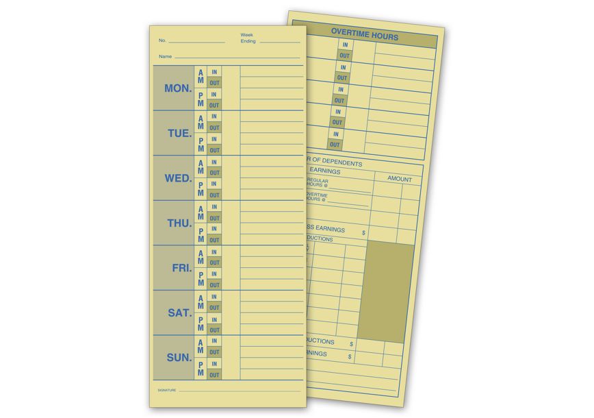Product image for Weekly Time Card, Manila Tag Stock - Item# 222