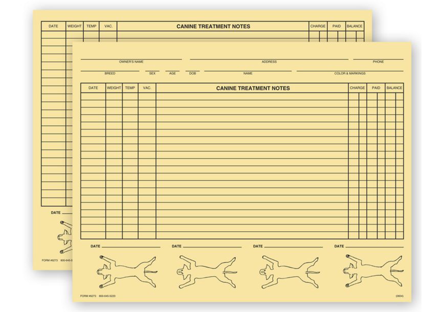 Product image for Veterinary Exam Records, Canine, Two - Sided, Buff - Item# 22997