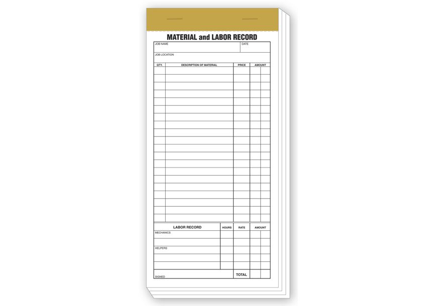 Product image for Compact Material and Labor Records - Item# 230