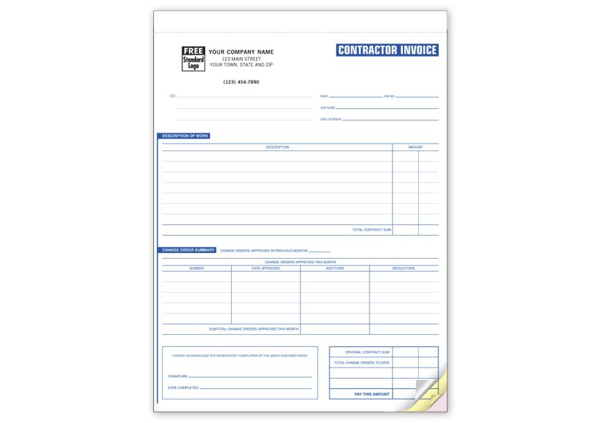 Product image for Contractor Invoices - Classic - Item# 253