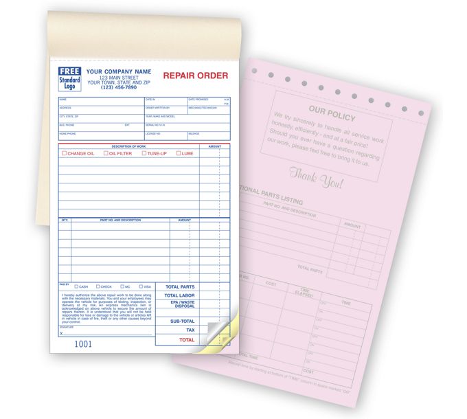 Garage Repair Orders, Booked 2545 Deluxe