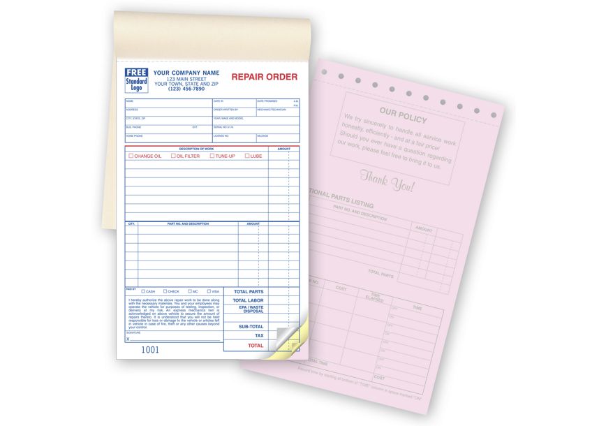 Product image for Garage Repair Orders, Booked - Item# 2545