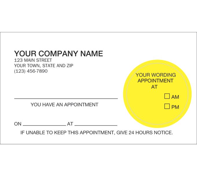 Medical Forms Imprinted Peel and Stick Appointment Card 25832 by