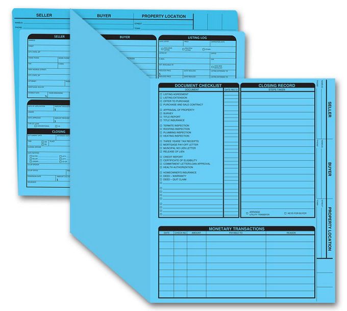 Business Folders Blue Right Panel List Letter Size Real Estate Folder