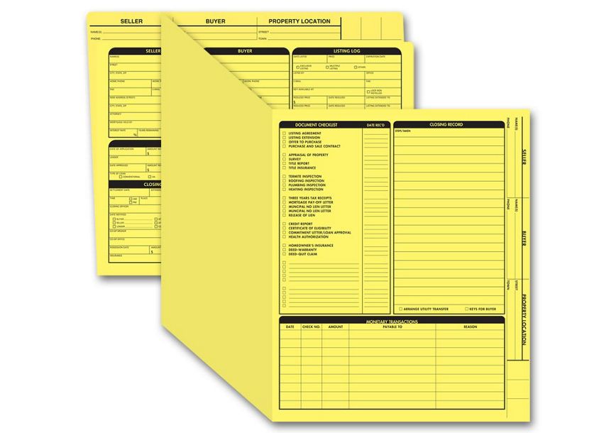 Product image for Real Estate Folder, Right Panel List, Letter Size, Yellow - Item# 275Y