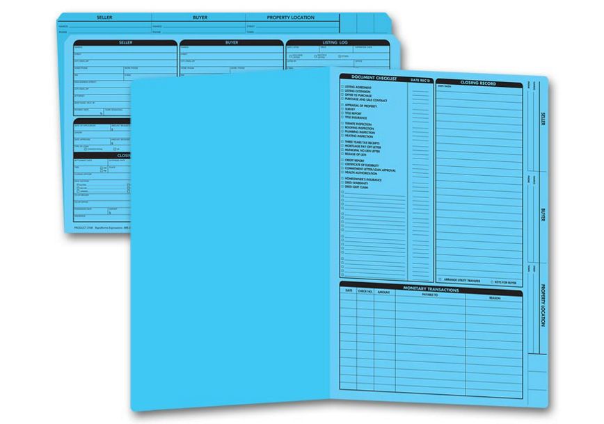 Product image for Real Estate Folder, Right Panel List, Legal Size, Blue - Item# 276B