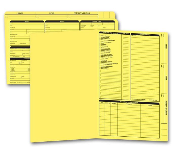 Business Folders - Yellow Right Panel List Legal Size Real Estate ...