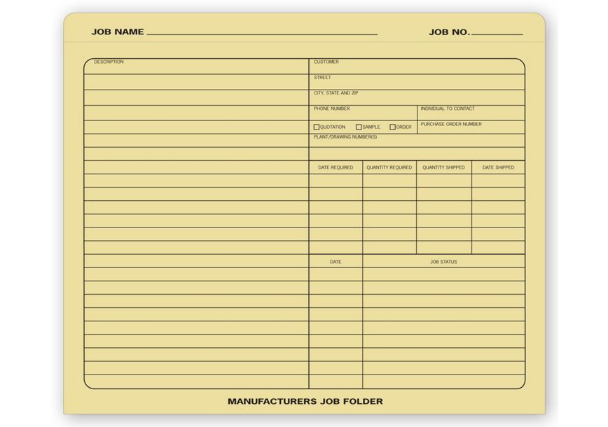 Product image for Manufacturers Job Folder - Item# 280