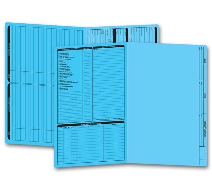 Business Folders - Blue Left Panel List Legal Size Real Estate Folder ...