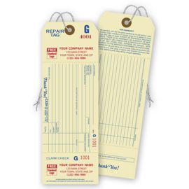301-Repair Tags w/ Detachable Claim Check, 1 Part, Manilla301