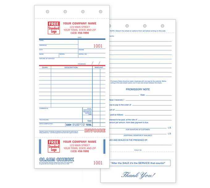 Business Forms - Service Orders with Claim Check and Carbons - 305 by ...