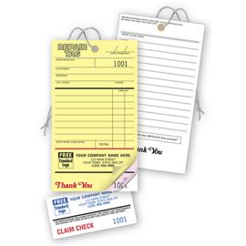 306-Repair Tags, Invoice w/ Detachable Claim Check306
