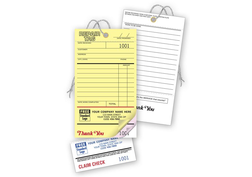 Product image for Repair Tags, Invoice w/ Detachable Claim Check - Item# 306