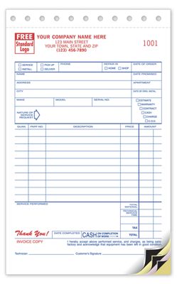 Service Orders with Carbons - For Invoices, Payment Records