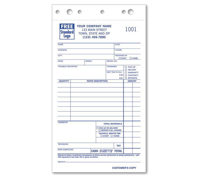 Business Forms - Compact Carbonless Service Orders - 308 by Deluxe ...