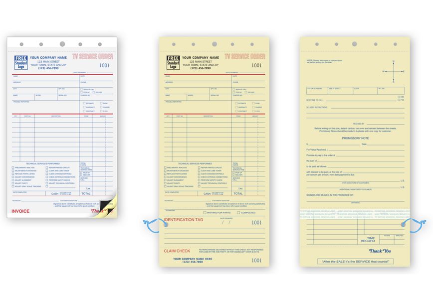 Product image for TV Service Orders - Classic with Carbons - Item# 309