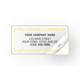 324-Advertising Labels with Gold Foil Border, Poly Film324