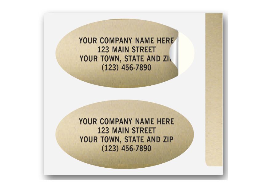 Product image for Advertising Labels, Padded, Paper, Gold Foil, Oval - Item# 337