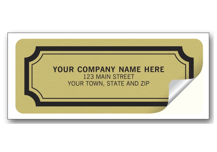 Product image for Advertising Labels - 2 1/2 x 1 - Embossed Gold Foil Paper - Item# 354
