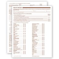 Dental Health History Questionnaires, 2 Sided, No Hole Punch
