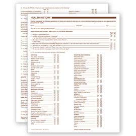 4046-Dental Health History Questionnaires, 2 Sided, No Hole Punch4046