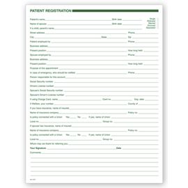 4047-Dental Patient Registration Forms, 1 Sided, No Hole Punch4047