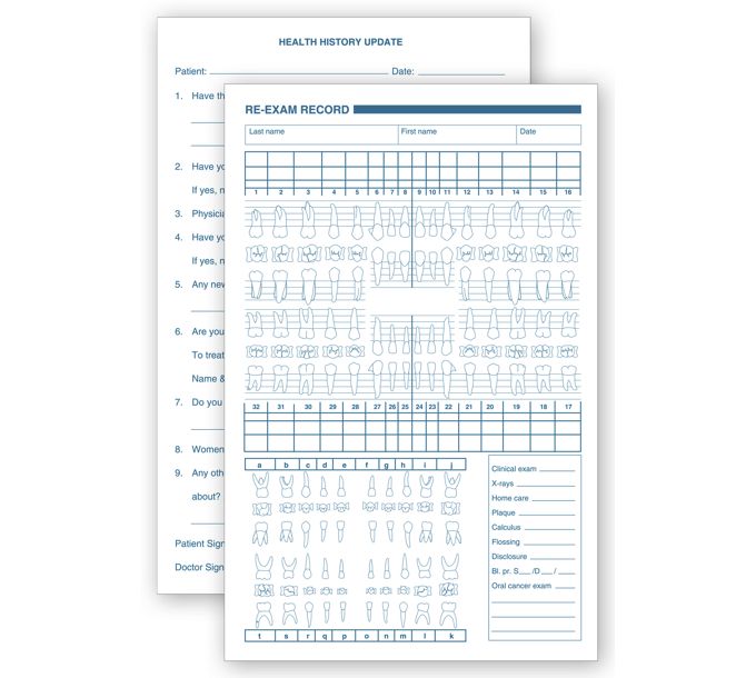 Business Forms - Primary and Permanent Dental Health History Re Exam ...