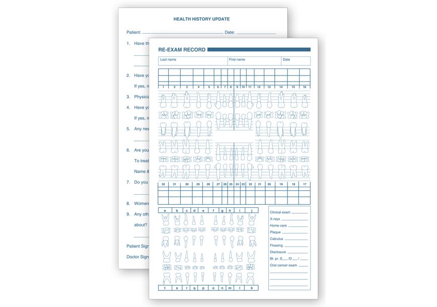 Product image for Dental Health History Re Exam Records, Primary and Permanent - Item# 4060