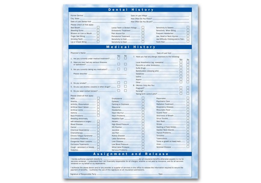 Product image for Two-Sided Registration & History Form, Bright Skies Design - Item# 4067