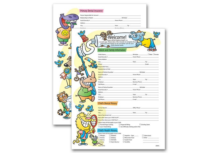business-forms-two-sided-pediatric-dental-registration-history-forms-4073-by-deluxe