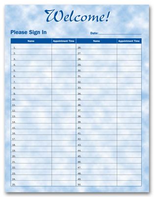 Business Forms - Bright Skies Design Patient Sign-In Sheet 