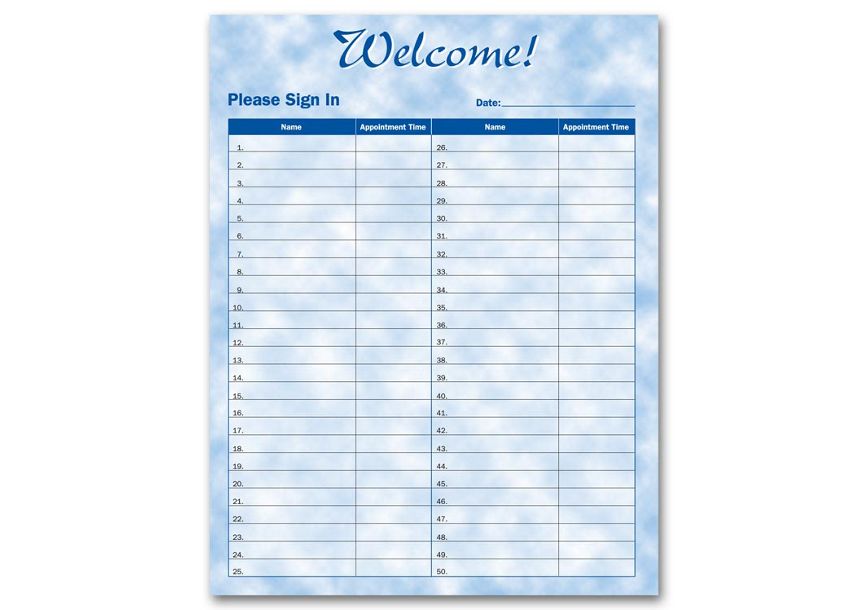 Product image for Patient Sign-In Sheet, Bright Skies Design - Item# 4076