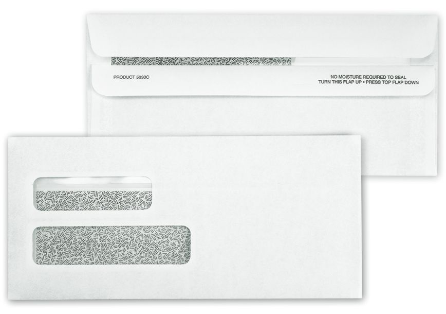 Product image for 2-Window Confidential Self Seal Envelope-2 Flaps 9"x 4-1/8" - Item# 5030C