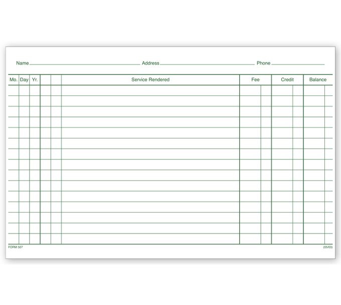 Business Forms 2 Sided White Ledger Patient Account Records 507 by