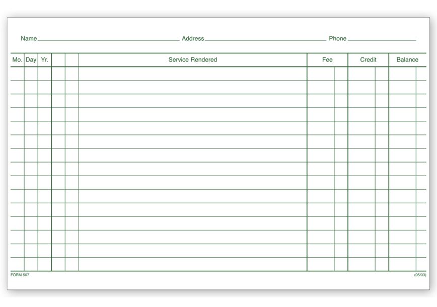 Product image for Patient Account Records, 2 Sided, White Ledger - Item# 507