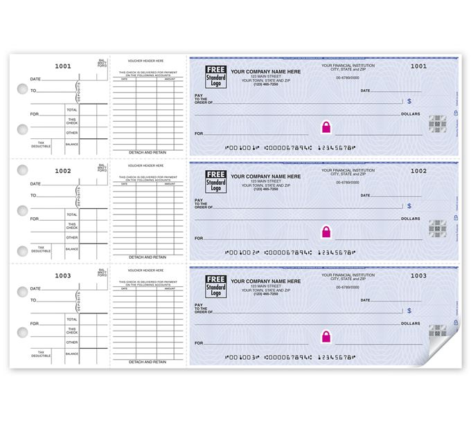 High Security 3OnAPage EndStub Voucher Check \ Deluxe
