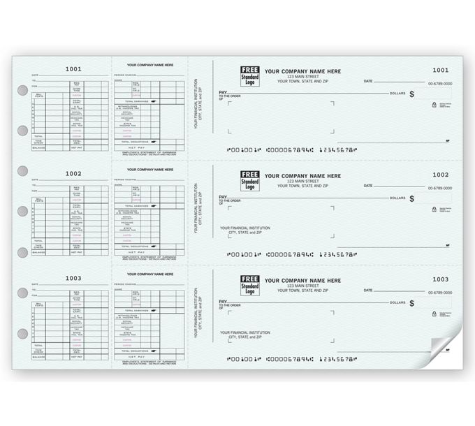 Business Checks 3OnAPage Payroll Check Works With Window Envelope