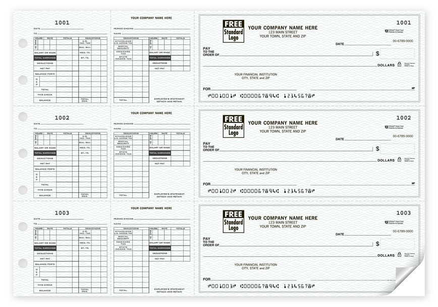 Product image for Payroll Checks, Double Side-Tear Vouchers, 3-On-A-Page - Item# 53229Z